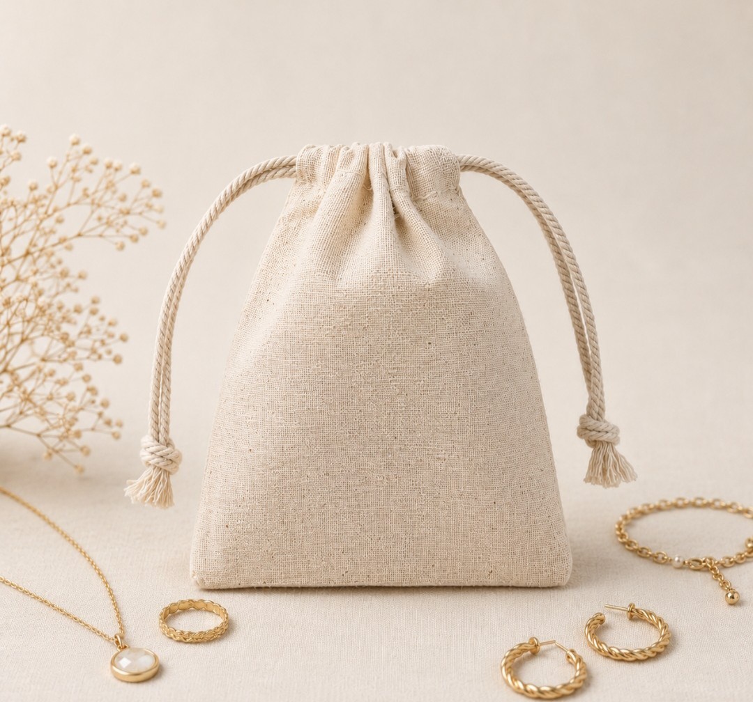 Pack 50 bolsas algodón doble cordón 10x8cm